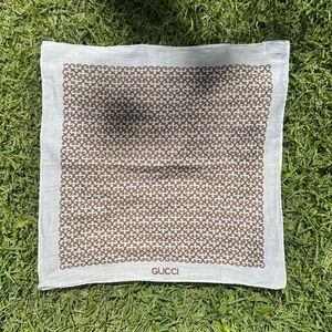 Vintage Gucci White and Brown Logo Scarf